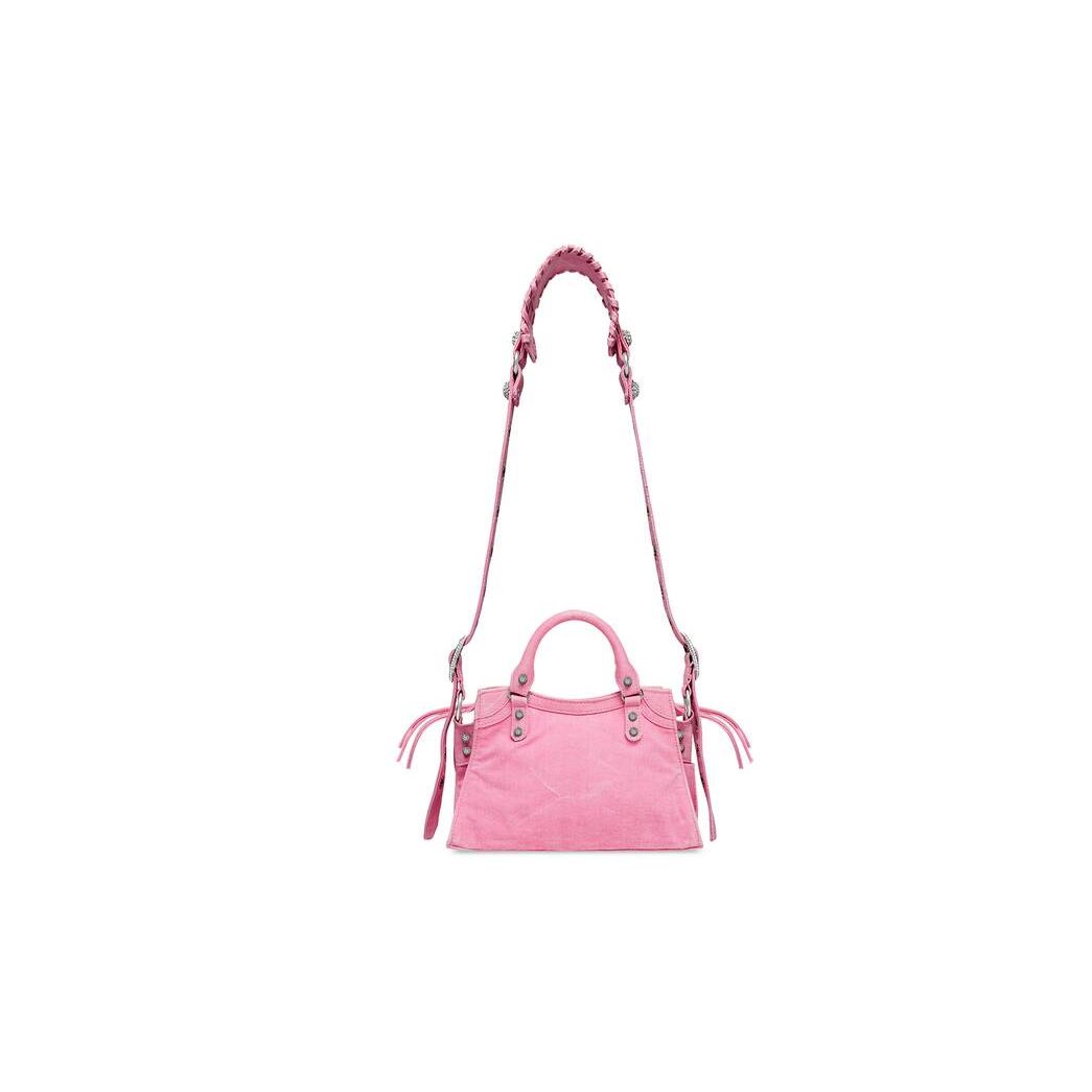 Women's Balenciaga Neo Cagole Xs Denim Handbag Pink | 5482WYEBO