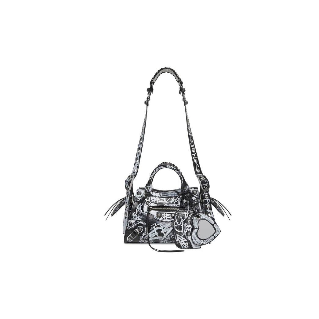 Women's Balenciaga Neo Cagole Xs Graffiti Handbag Black | 3521YBFND