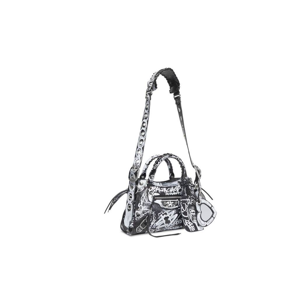 Women's Balenciaga Neo Cagole Xs Graffiti Handbag Black | 3521YBFND