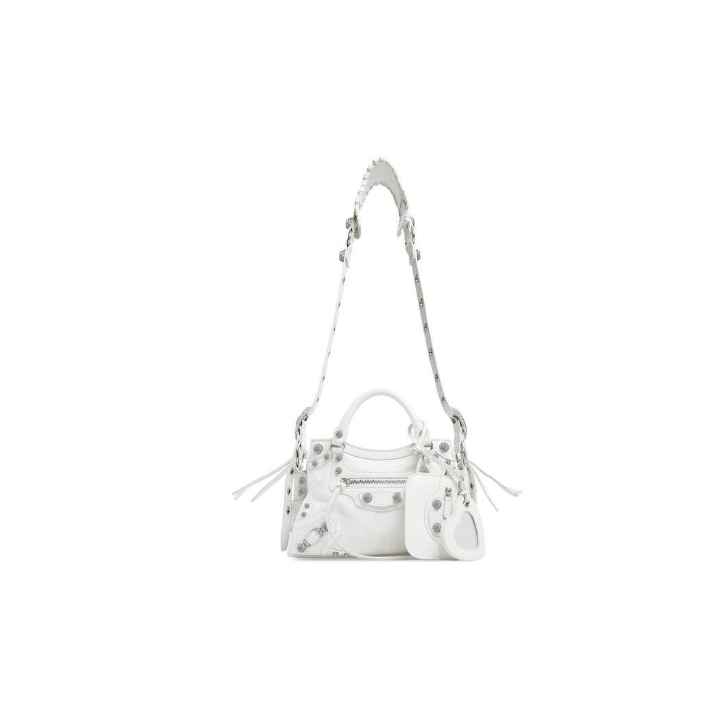 Women's Balenciaga Neo Cagole Xs With Rhinestones Handbag White | 5310FLXHU