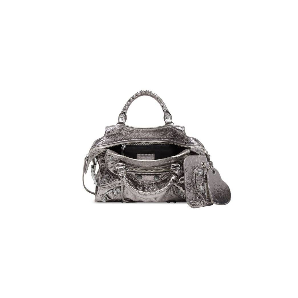 Women's Neo Cagole City Small Handbag Crocodile Embossed With Rhinestones  in Grey