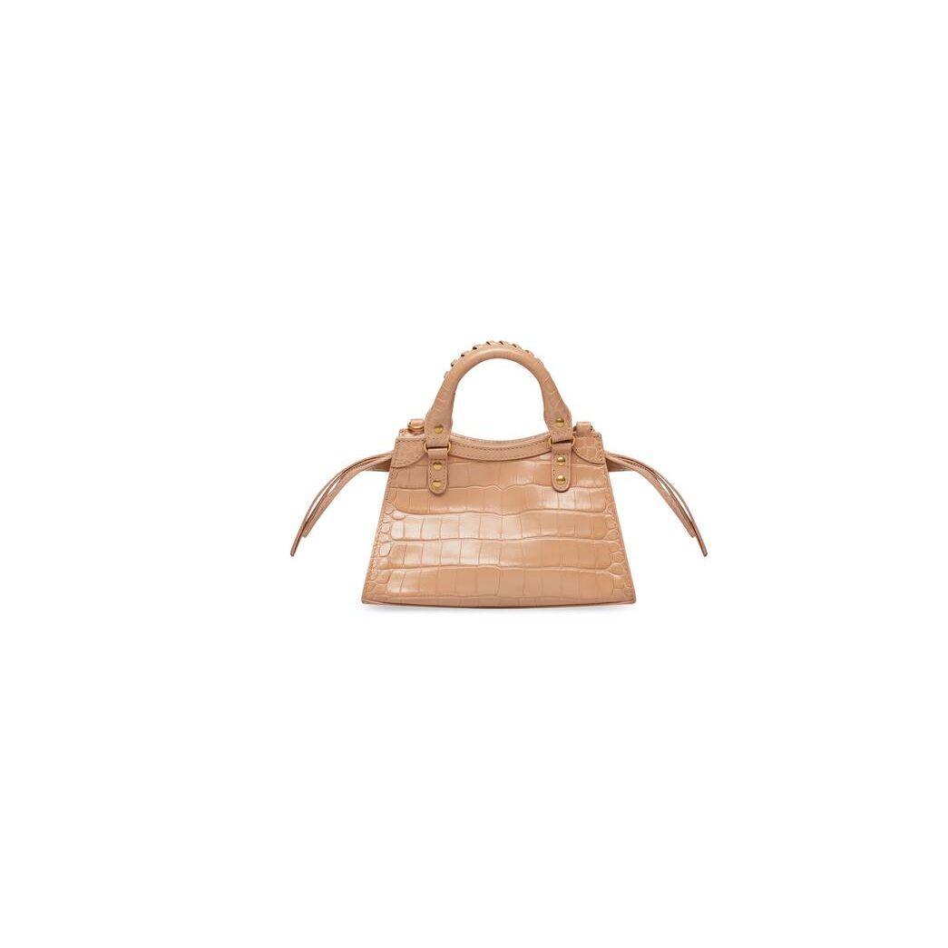 Women's Balenciaga Neo Classic Crocodile Embossed Mini Bag Beige | 4852VPOZF