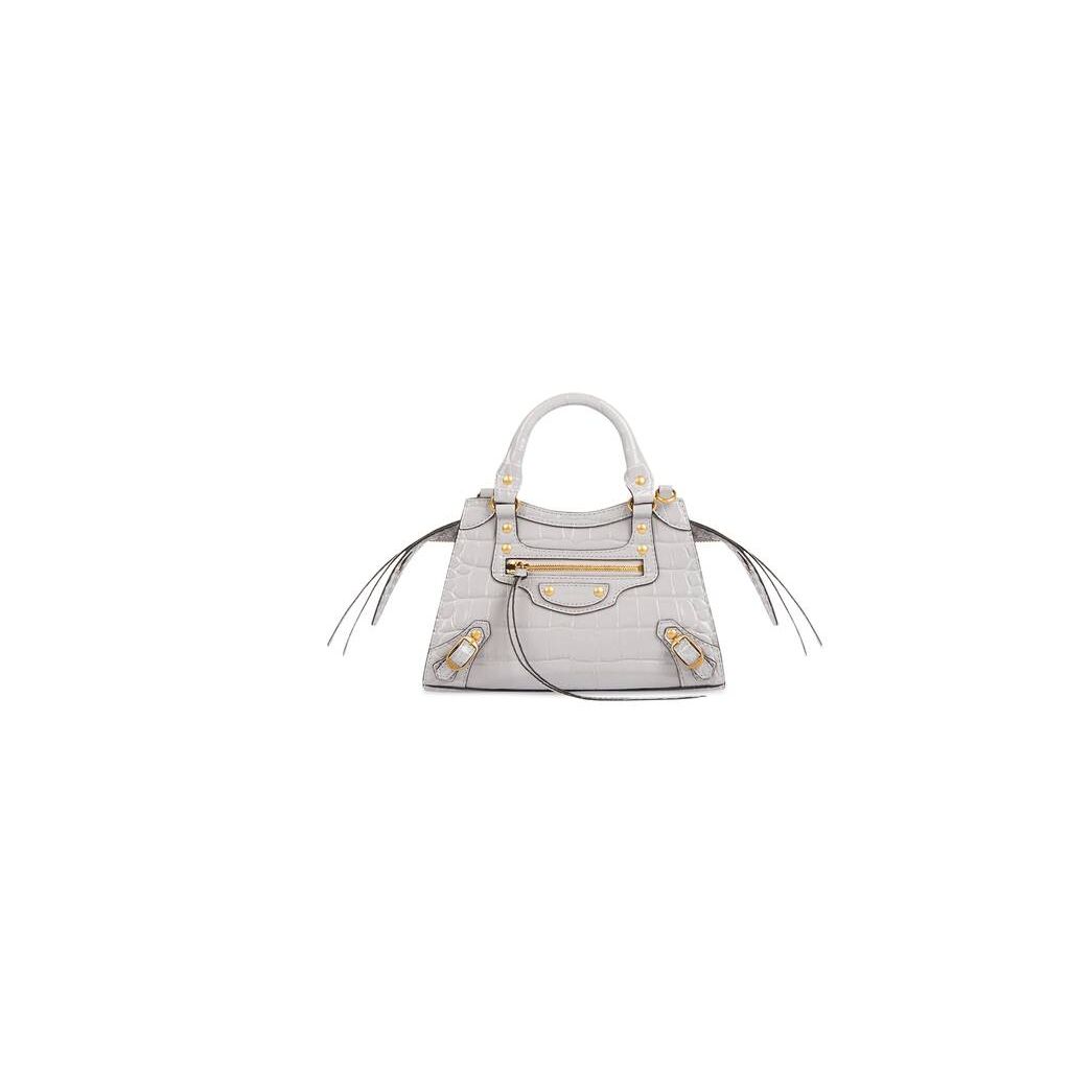 Women's Balenciaga Neo Classic Crocodile Embossed Mini Bag Grey | 5102WRVOD