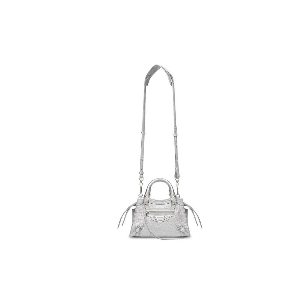 Women's Balenciaga Neo Classic Metallized Mini Bag Silver | 7306TGAEU