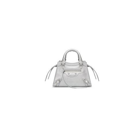 Women's Balenciaga Neo Classic Metallized Mini Bag Silver | 7306TGAEU