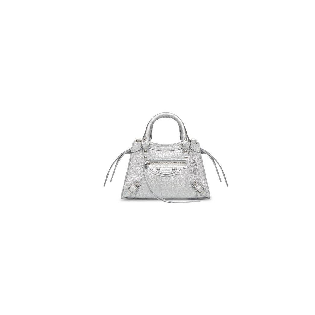 Women\'s Balenciaga Neo Classic Metallized Mini Bag Silver | 7306TGAEU