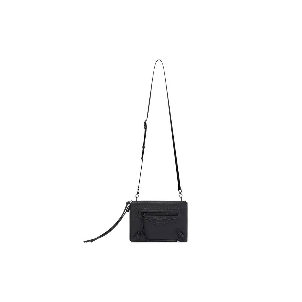 Women's Balenciaga Neo Classic Small Pouch With Strap Pouches Black | 9324UYQPC