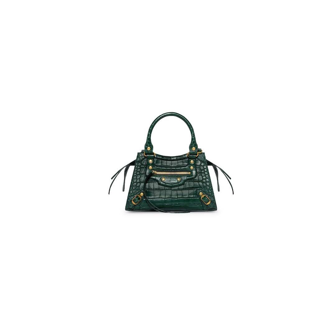 Women's Balenciaga Neo Classic Xs Crocodile Embossed Handbag Green | 6483ONCLE