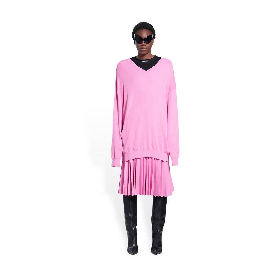 Women\'s Balenciaga Oversized V-neck Knitwear Pink | 8037PXKHL