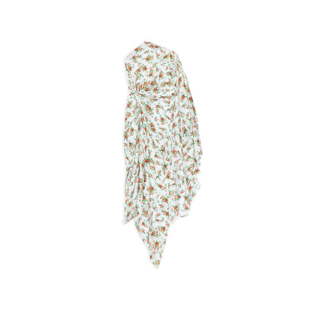 Women's Balenciaga Paper Crush Floral Asymmetric Pleated Dress Skirts White | 4369TVFHL