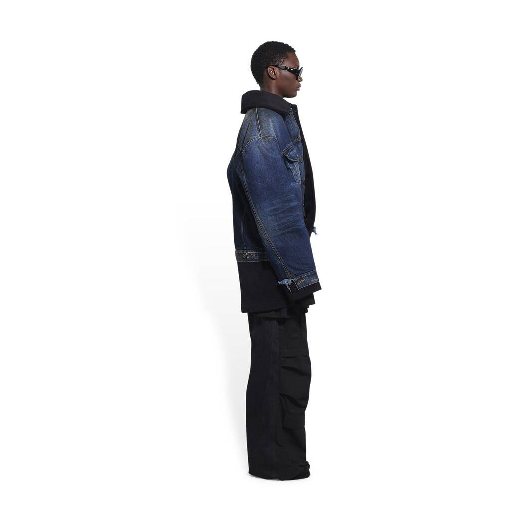 Women's Balenciaga Patched Peacoat Jackets Indigo | 5086OQGRN