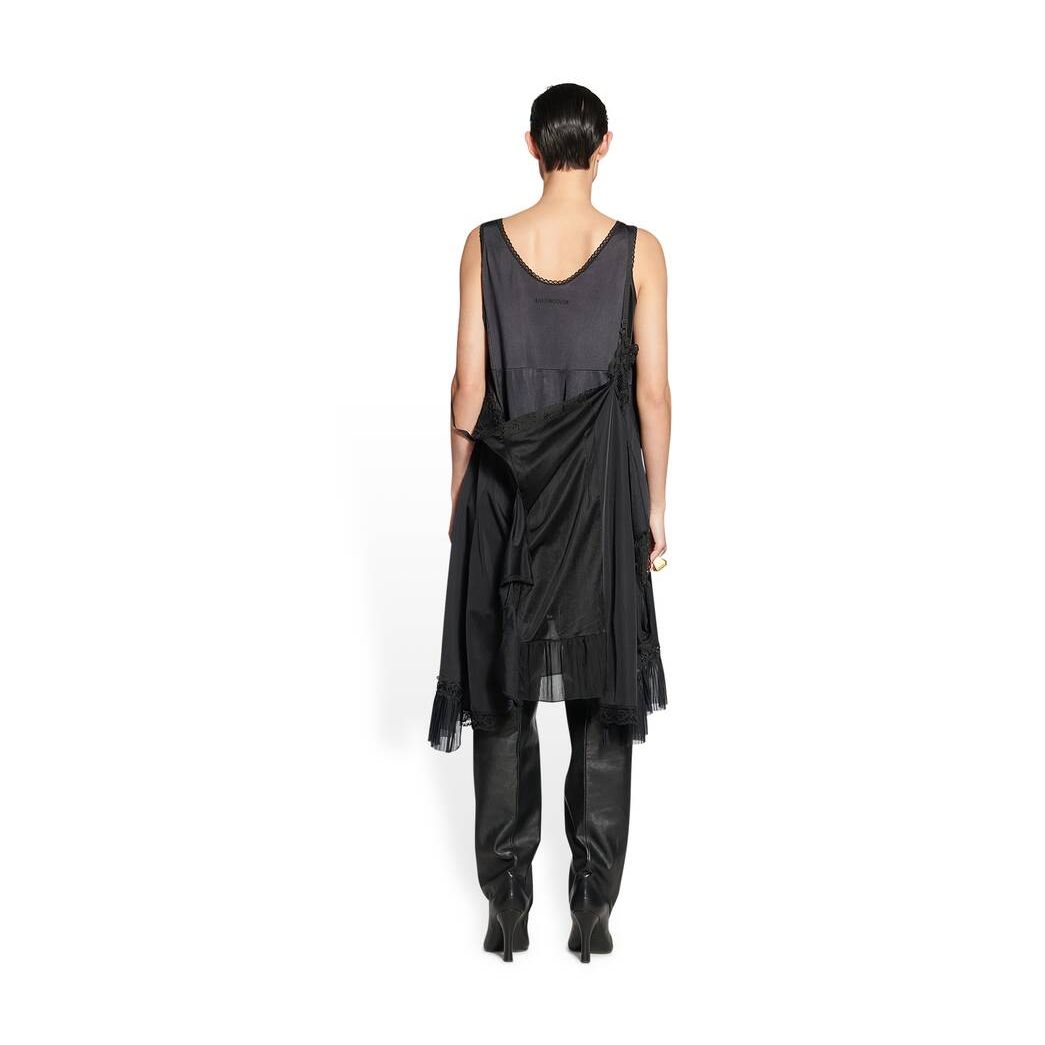 Women's Balenciaga Patched Slip Dress Skirts Black | 6973NHPJM