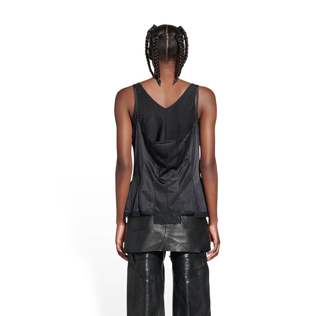 Women's Balenciaga Patched Slip Tops Black | 6835BVJHG