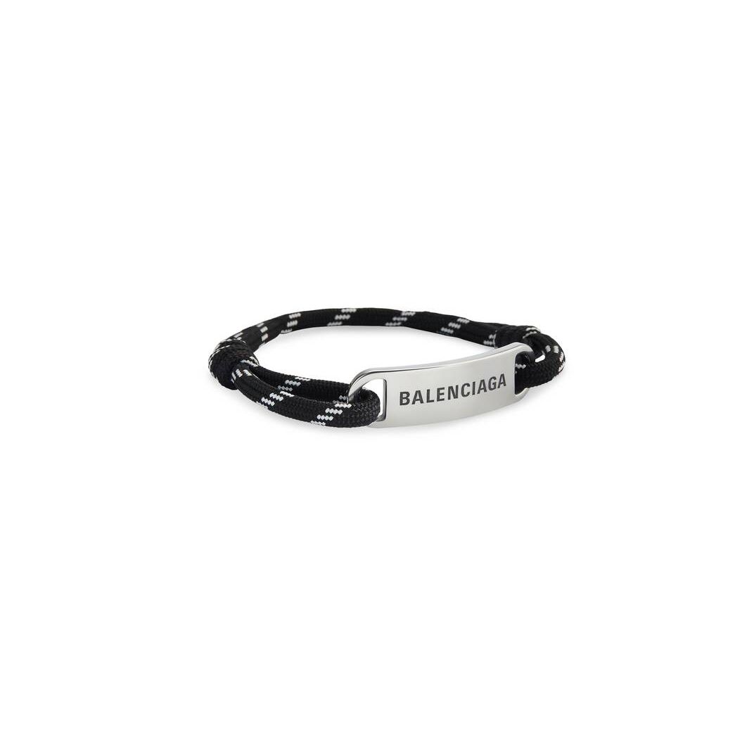 Women\'s Balenciaga Plate Bracelet Jewelry Black / White | 8032DTWCK