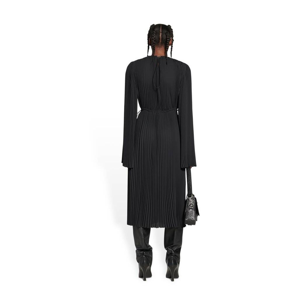 Women's Balenciaga Pleated Drawstring Dress Skirts Black | 8167JXHOL