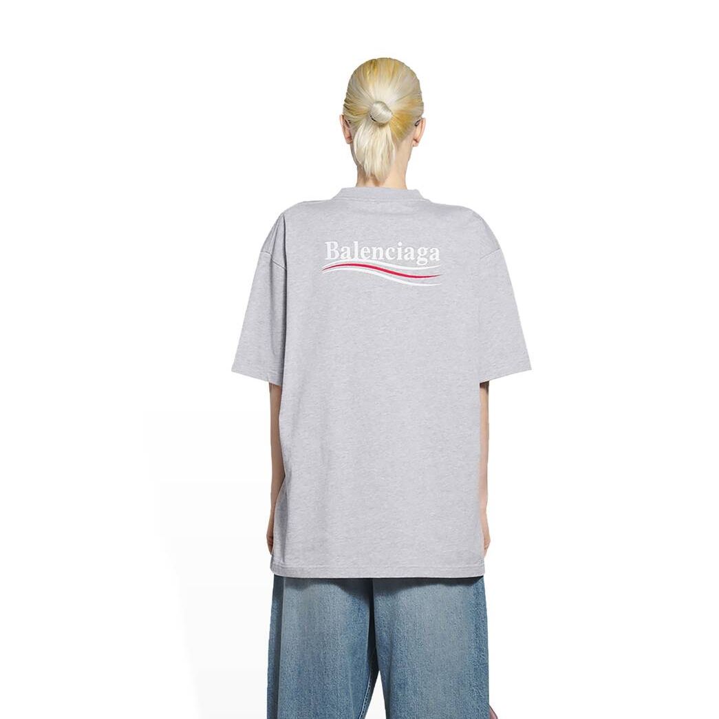 Women's Balenciaga Political Campaign Large Fit T Shirts Grey | 0624AVULH