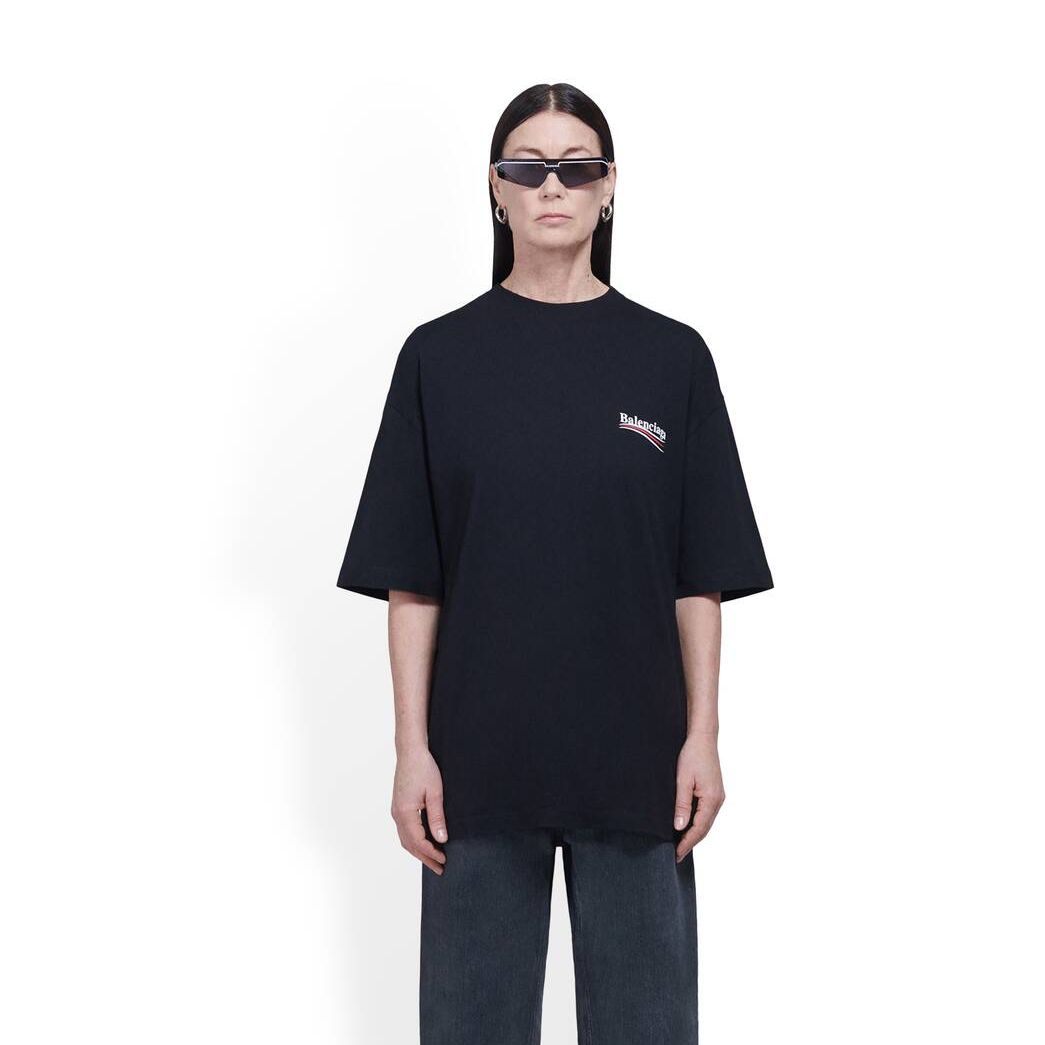 Women's Balenciaga Political Campaign Large Fit T Shirts Black | 1098TQVKF