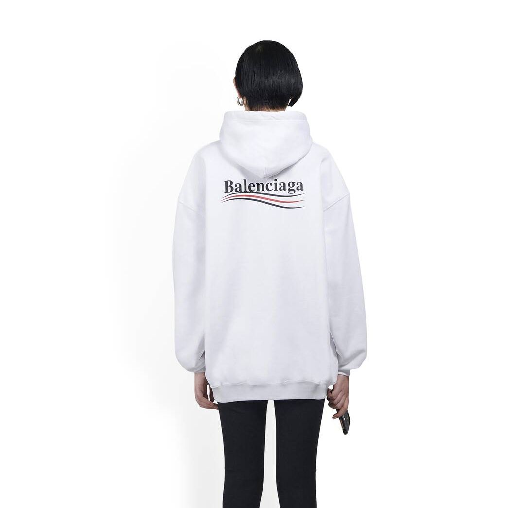 Women's Balenciaga Political Campaign Large Fit Hoodie White | 1927JXBKM