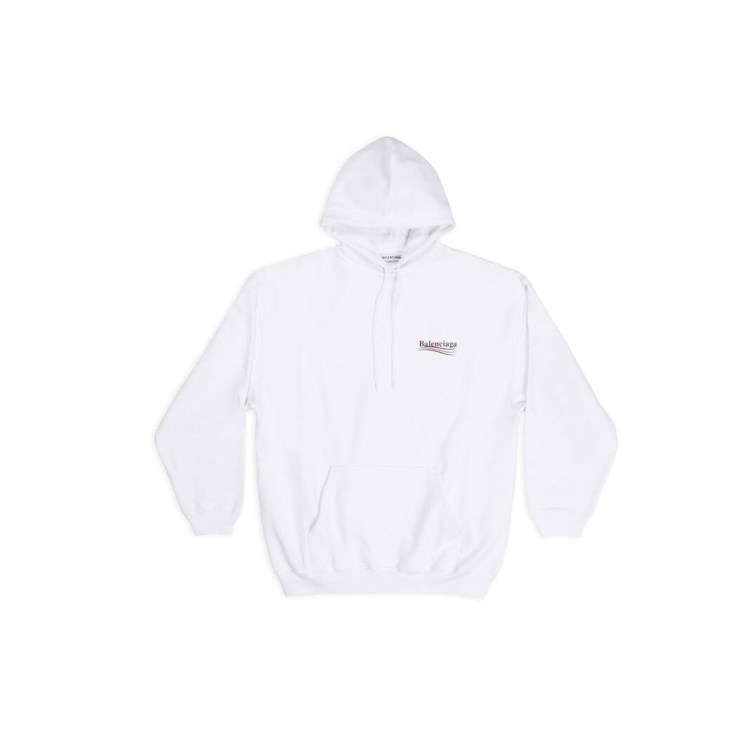 Women's Balenciaga Political Campaign Large Fit Hoodie White | 1927JXBKM