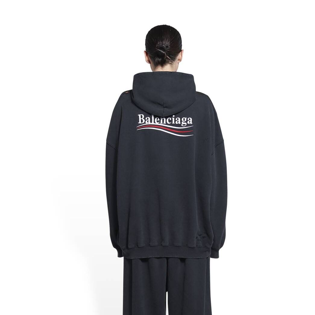 Women's Balenciaga Political Campaign Large Fit Hoodie Black | 2174HCQMO