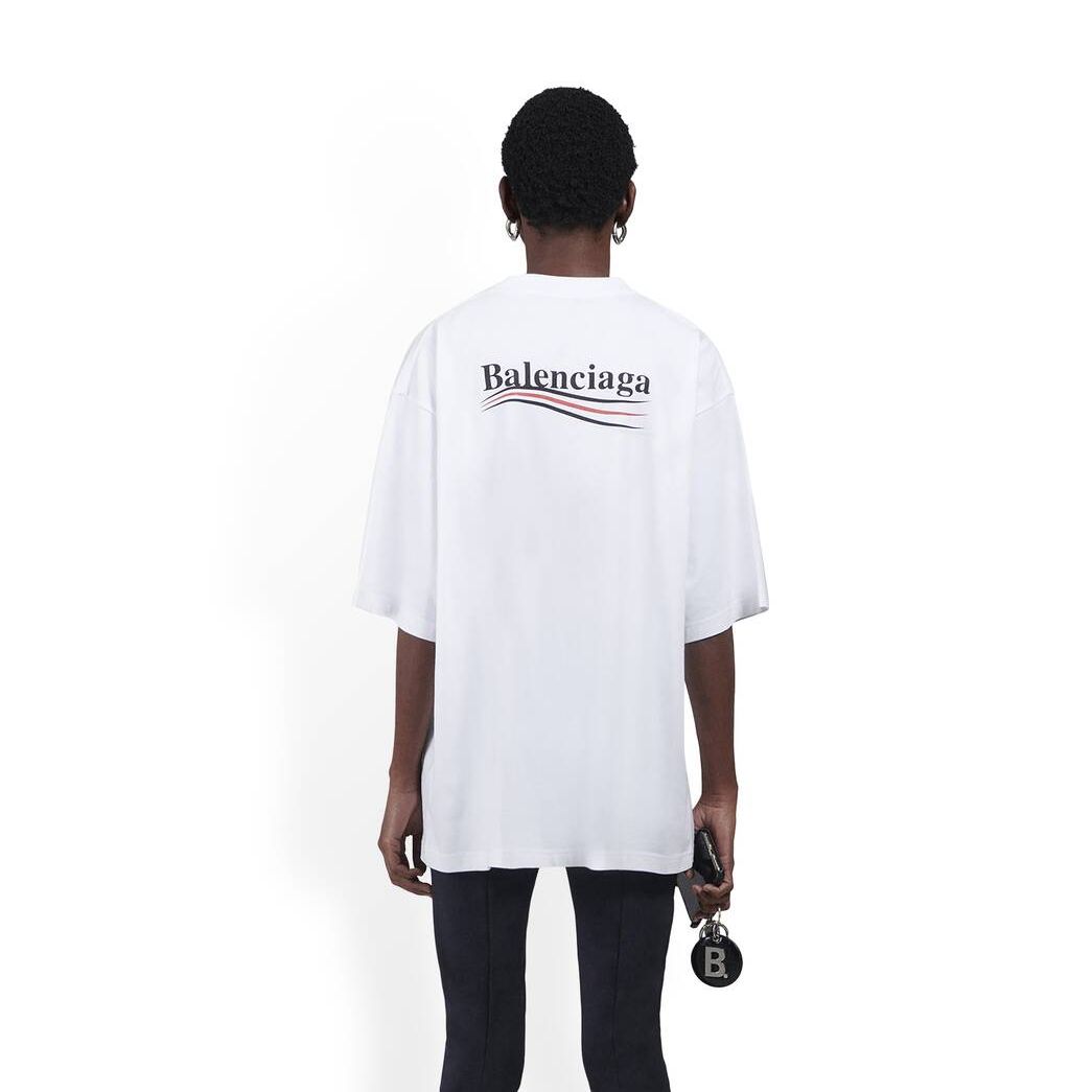 Women's Balenciaga Political Campaign Large Fit T Shirts White | 3729TMZLP