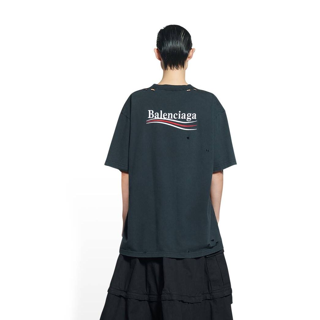 Women's Balenciaga Political Campaign Large Fit T Shirts Black | 7128PGYOZ