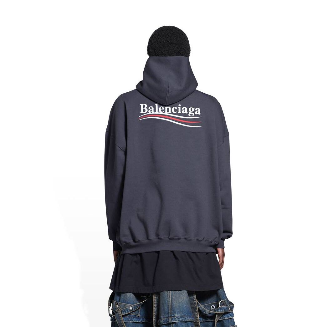 Women's Balenciaga Political Campaign Large Fit Hoodie Grey | 7341WQCAE