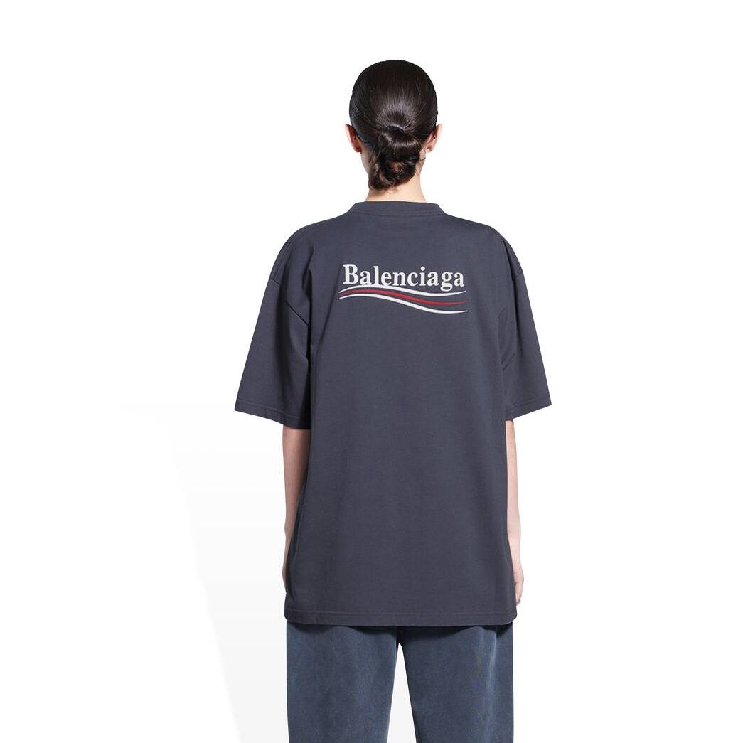 Women's Balenciaga Political Campaign Large Fit T Shirts Grey | 8379QHVWX