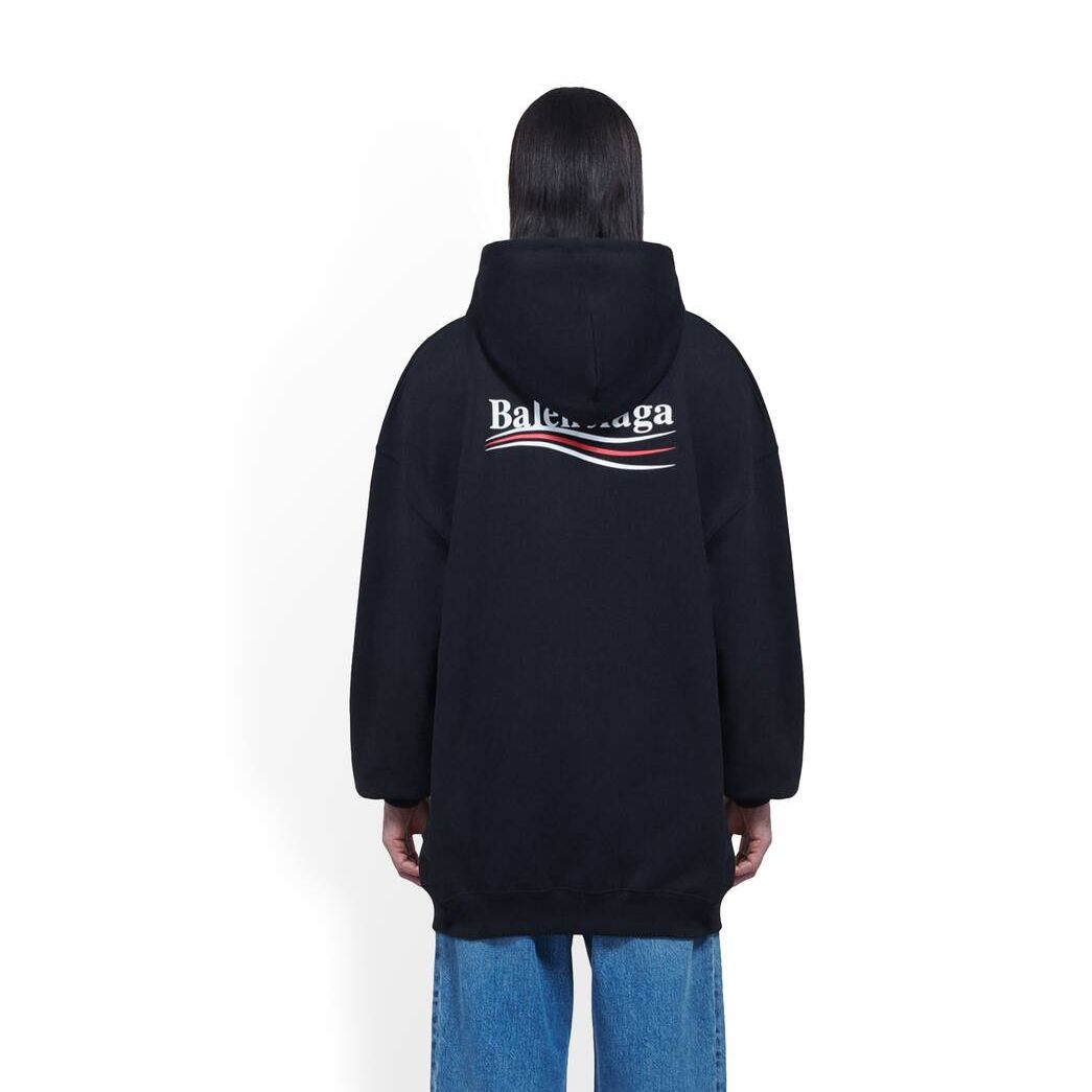 Women's Balenciaga Political Campaign Large Fit Hoodie Black | 9485CYHWZ