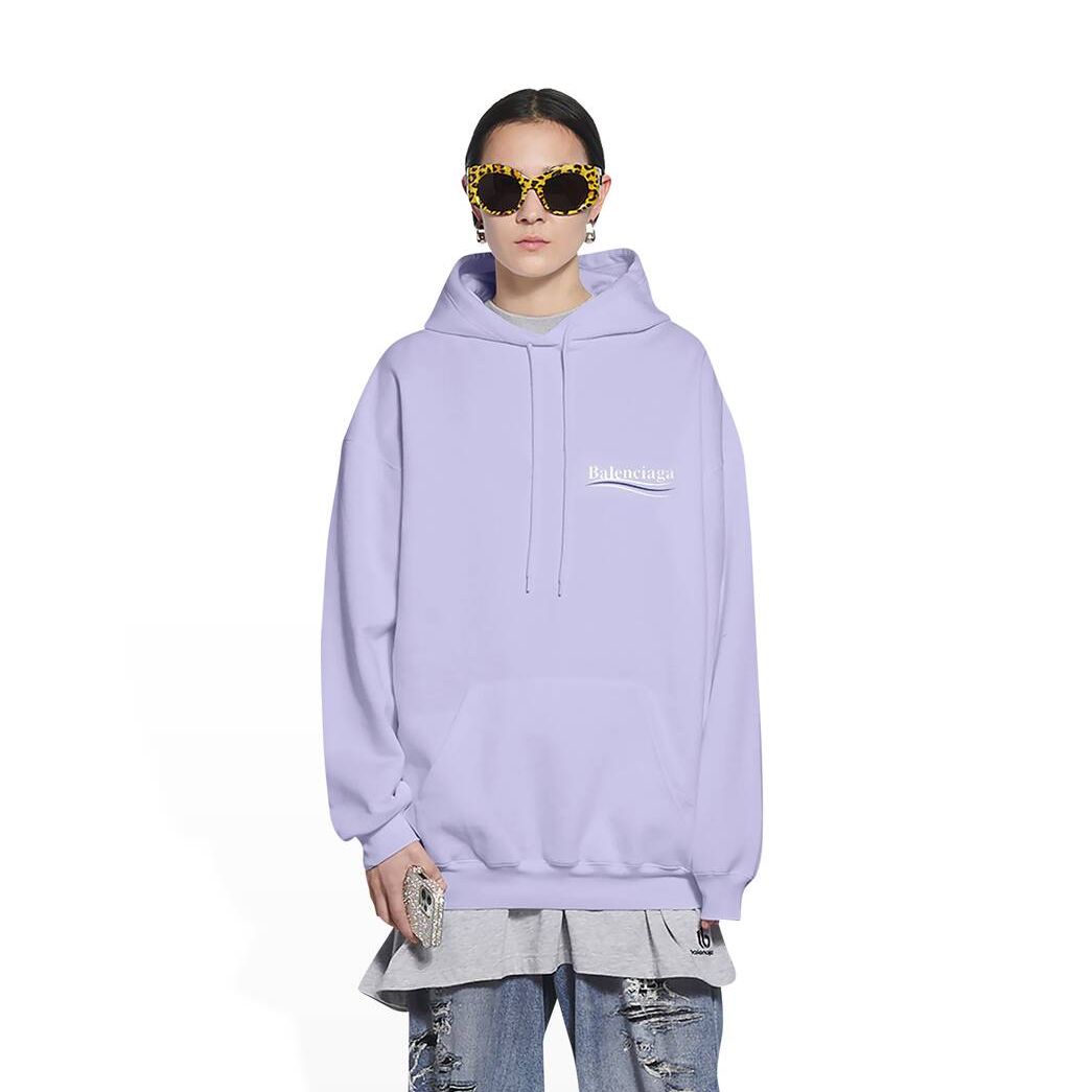 Women's Balenciaga Political Campaign Medium Fit Hoodie Purple | 0592EYRBA