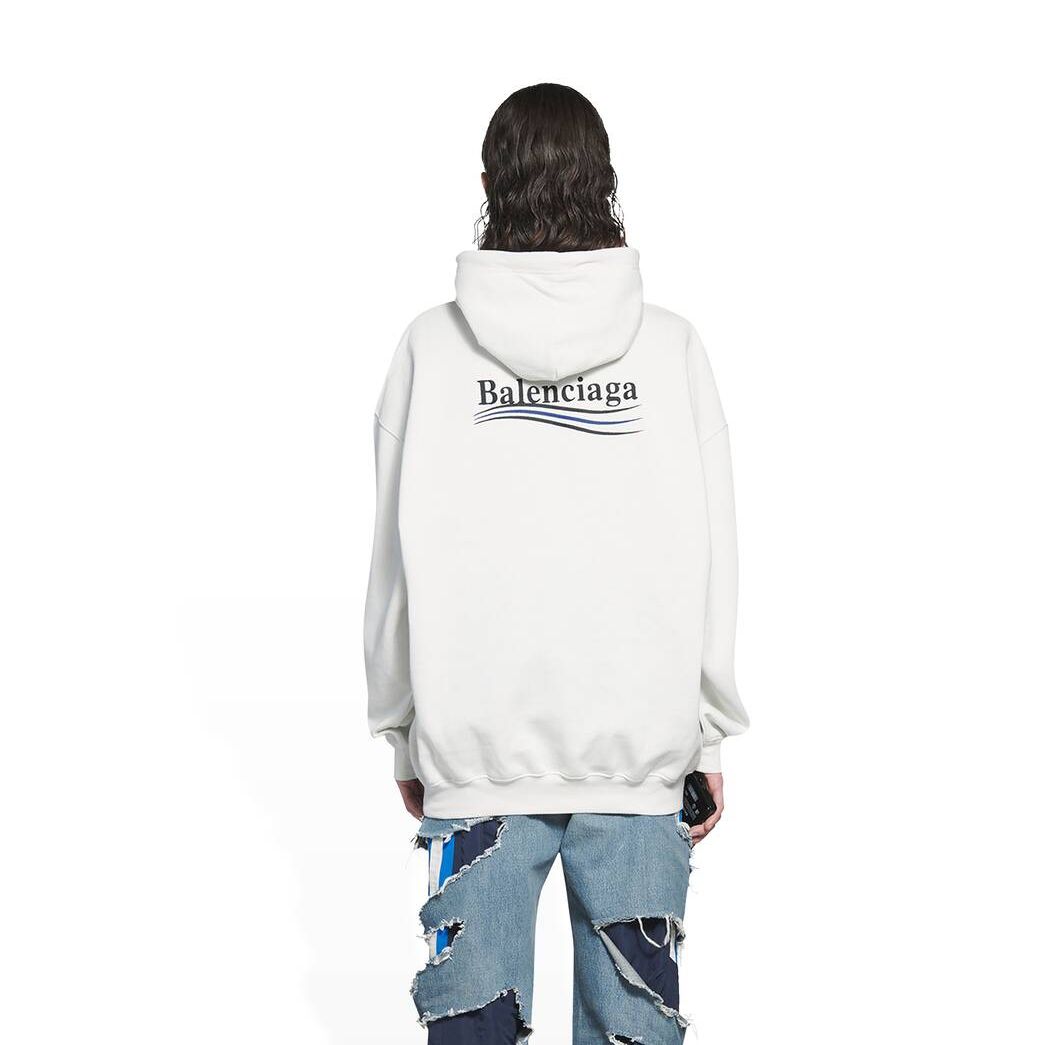 Women's Balenciaga Political Campaign Medium Fit Hoodie White | 9542MPOFJ