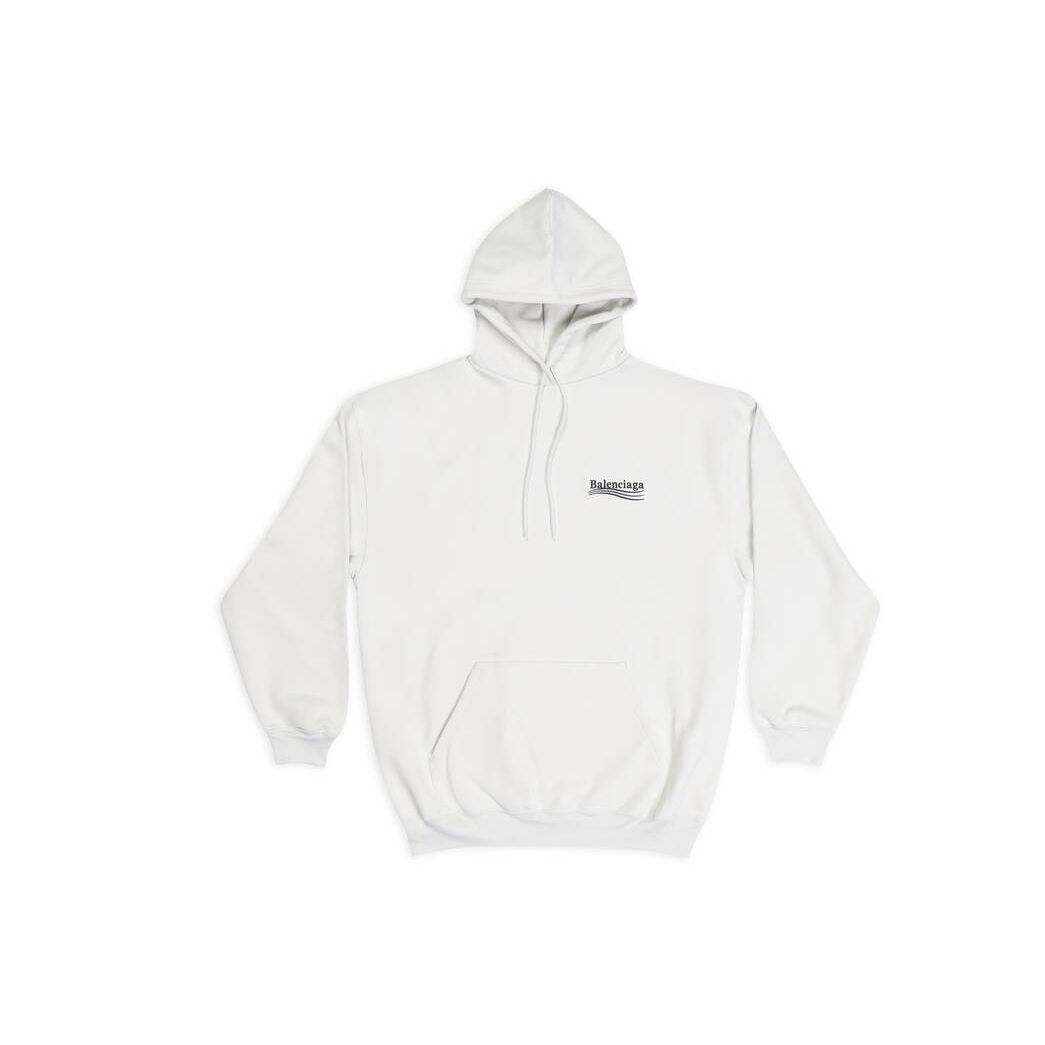 Women's Balenciaga Political Campaign Medium Fit Hoodie White | 9542MPOFJ