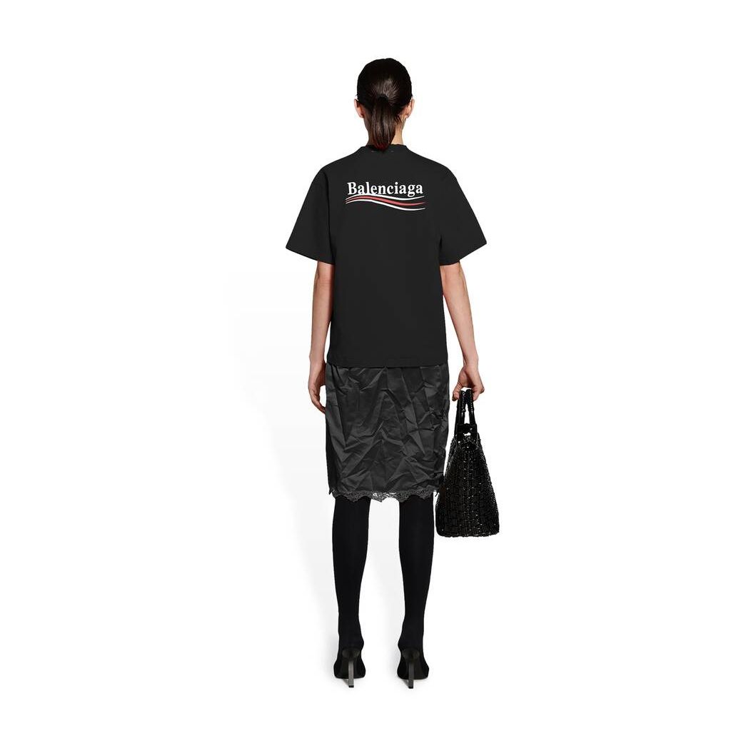 Women's Balenciaga Political Campaign Slip Dress T-shirt Skirts Black | 1687VICKF