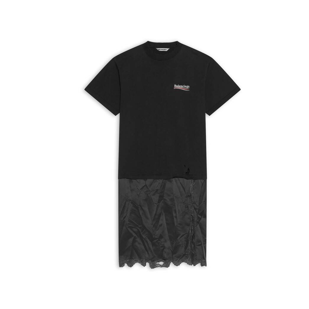 Women's Balenciaga Political Campaign Slip Dress T-shirt Skirts Black | 1687VICKF