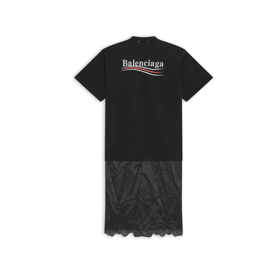 Women's Balenciaga Political Campaign Slip Dress T-shirt Skirts Black | 1687VICKF