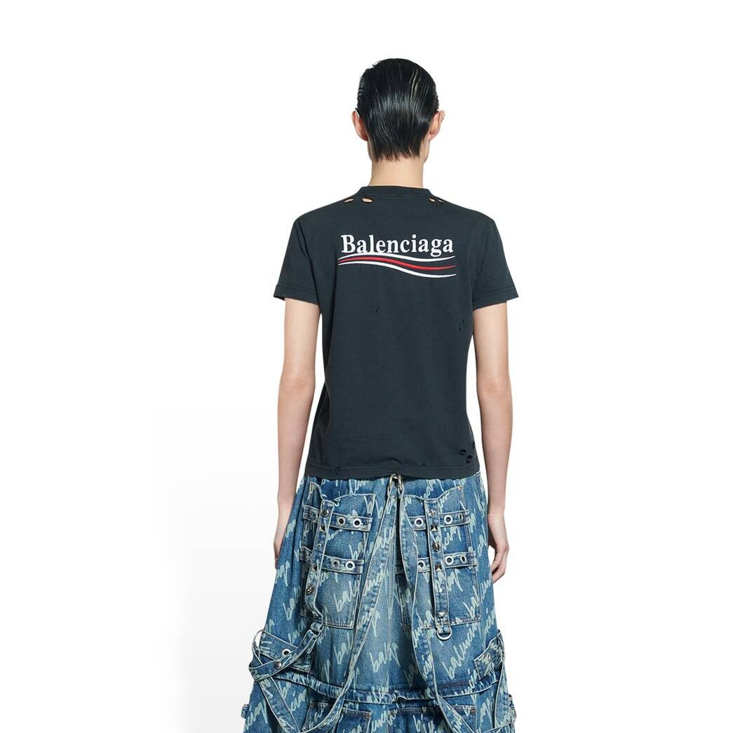 Women's Balenciaga Political Campaign Small Fit T Shirts Black | 0435YTSFD