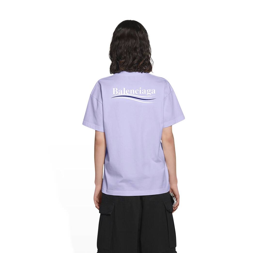 Women's Balenciaga Political Campaign Small Fit T Shirts Purple | 2896FJKRU