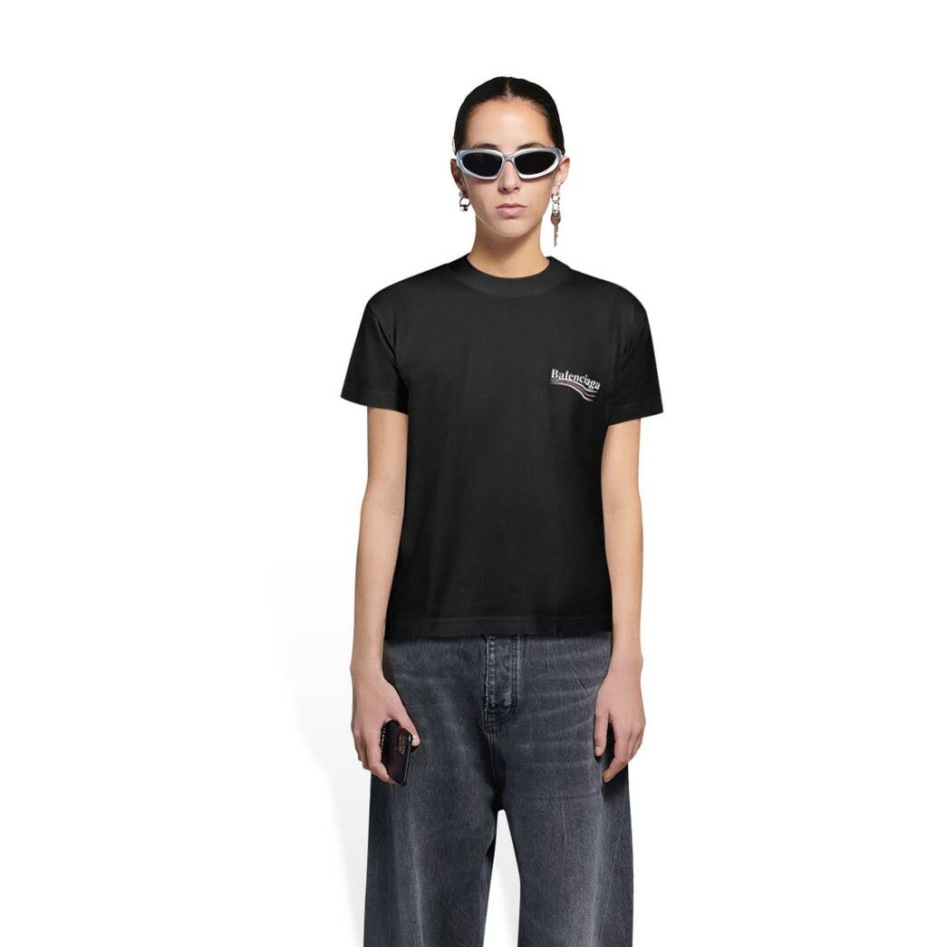 Women's Balenciaga Political Campaign Small Fit T Shirts Black | 9357ZIGJV