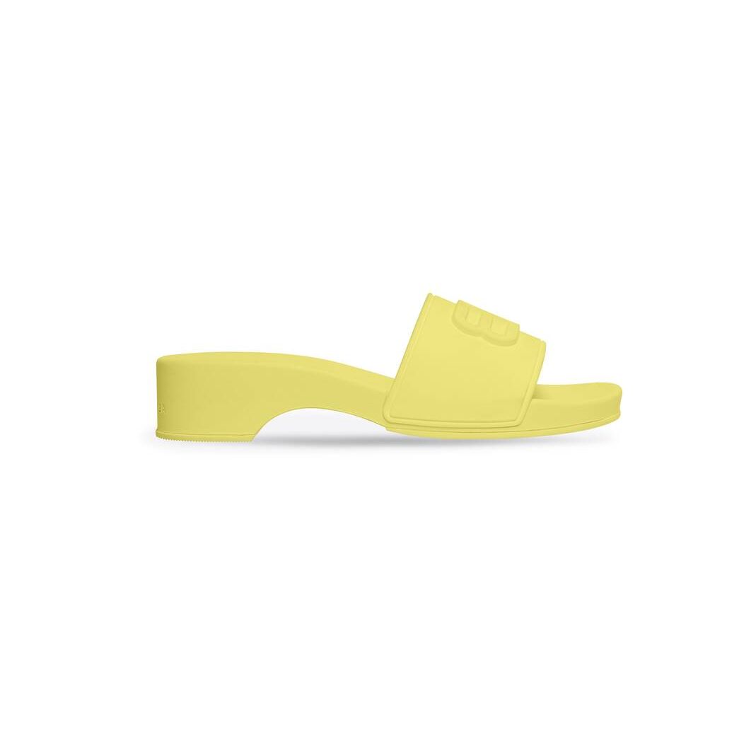 Women\'s Balenciaga Pool Clog Bb Slide Monocolor Sandals Yellow | 2809TOUJK