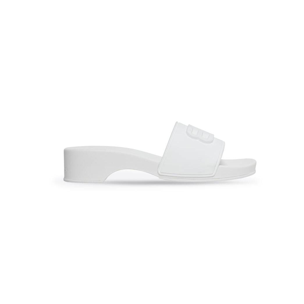 Women\'s Balenciaga Pool Clog Bb Slide Monocolor Sandals White | 8429KQEFT