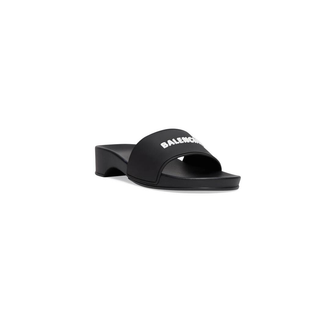 Women's Balenciaga Pool Clog Slide Sandals Black | 5720ARPTB