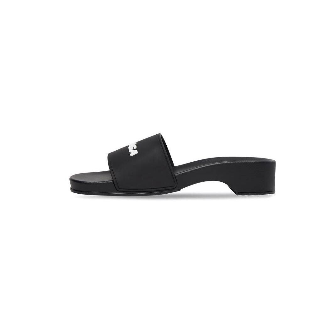 Women's Balenciaga Pool Clog Slide Sandals Black | 5720ARPTB