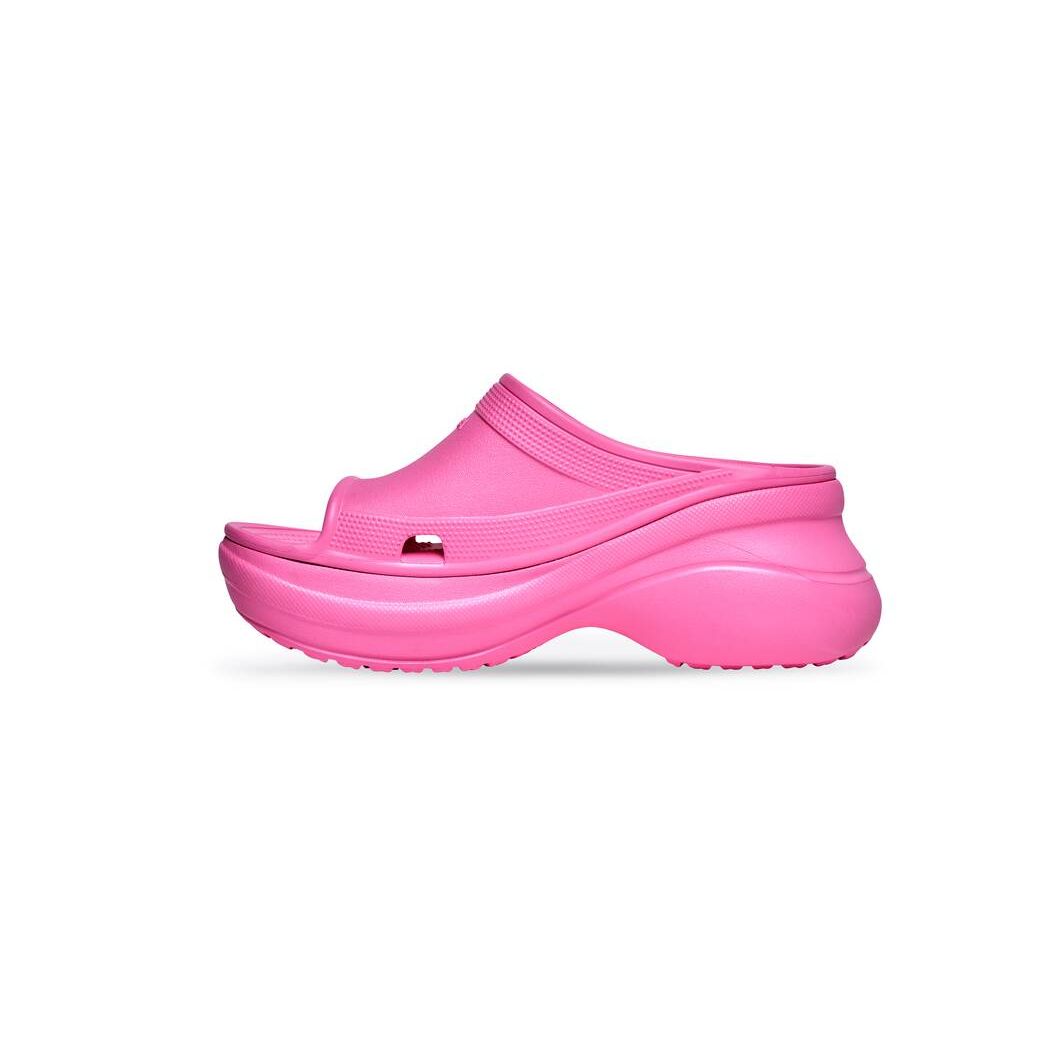 Women's Balenciaga Pool Crocs Slide Sandals Pink | 4821KPNXL