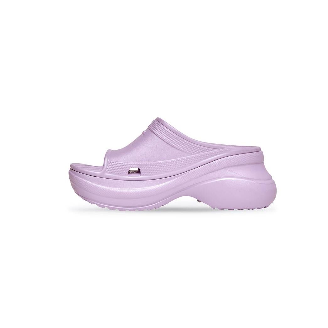 Women's Balenciaga Pool Crocs Slide Sandals Purple | 6491KWDXL