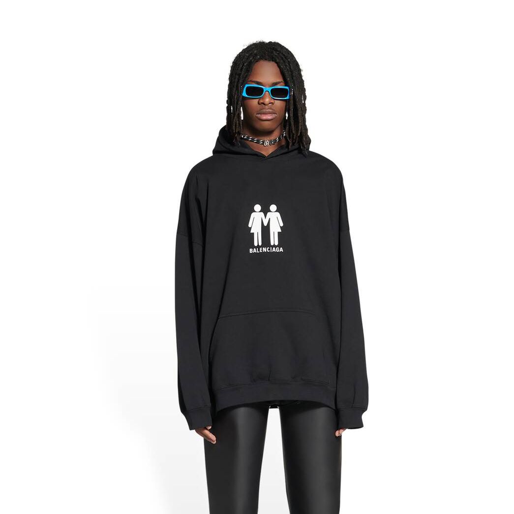 Women's Balenciaga Pride 22 Boxy Fit Hoodie Black | 1946TYKZF