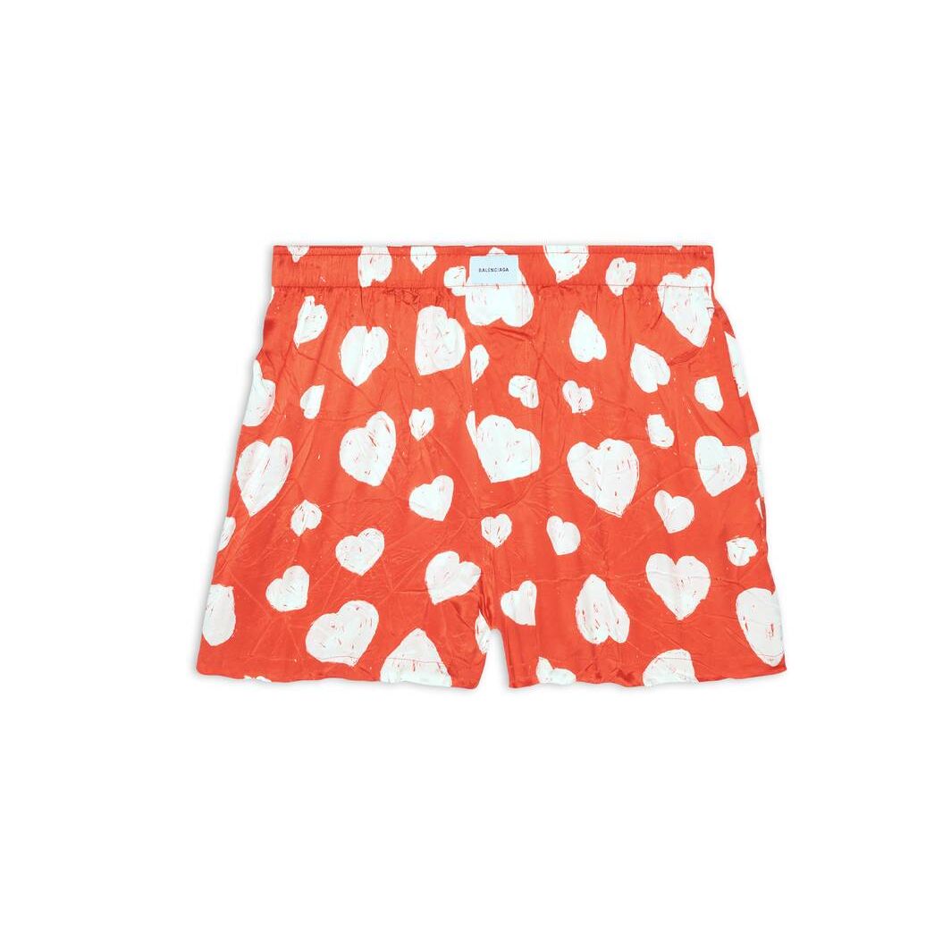 Women's Balenciaga Qixi Hearts Pyjama Shorts Pants Red | 2403GPMZW