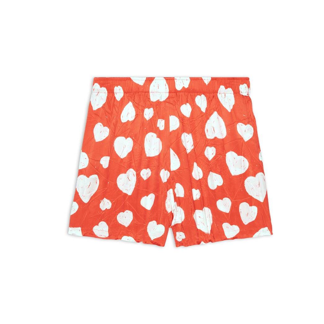 Women's Balenciaga Qixi Hearts Pyjama Shorts Pants Red | 2403GPMZW