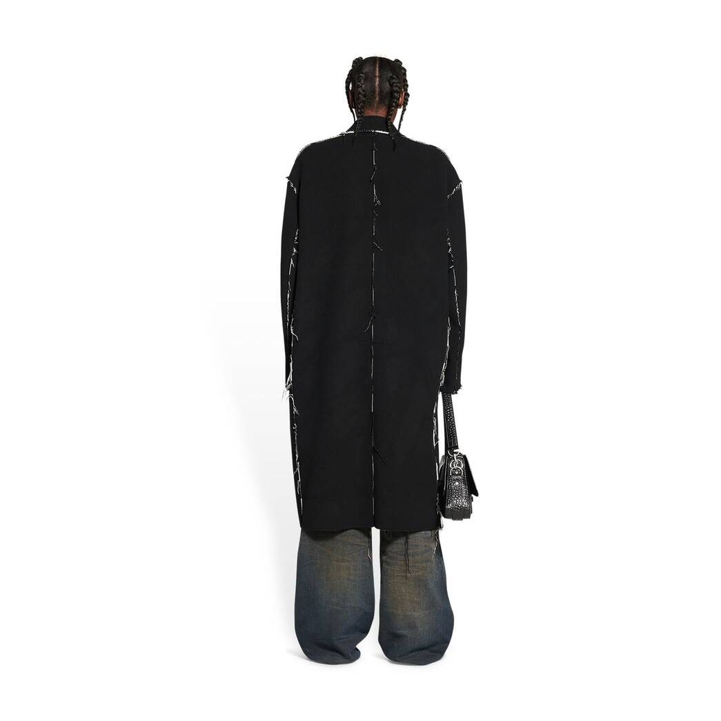 Women's Balenciaga Raw Edge Coat Jackets Black | 6237KEPRA