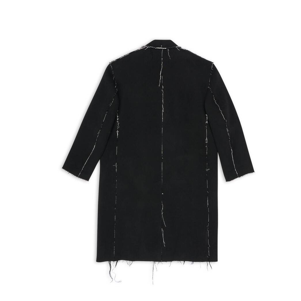 Women's Balenciaga Raw Edge Coat Jackets Black | 6237KEPRA