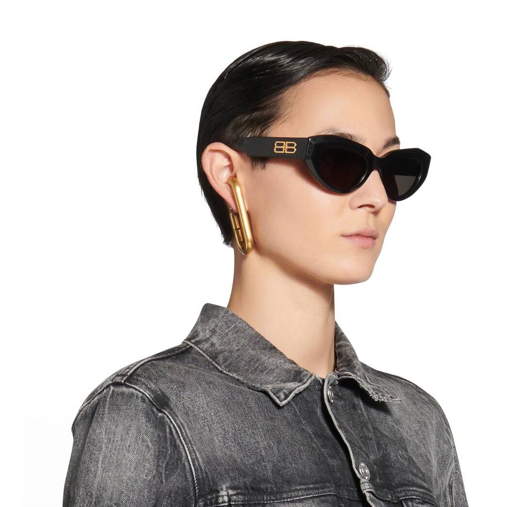 Women's Balenciaga Rive Gauche Cat Sunglasses Black | 0486NADMF